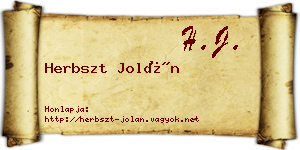 Herbszt Jolán névjegykártya